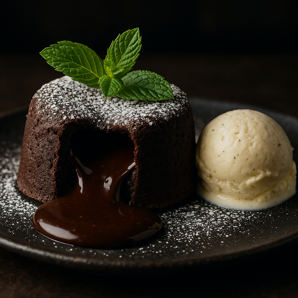Coulant de chocolate con helado de vainilla